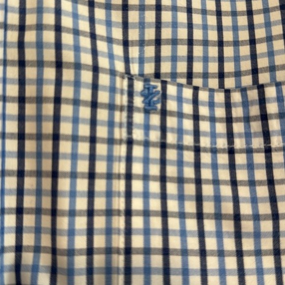Men’s IZOD L/S button down shirt in a 3 different shades of blue plaid. 3XLT - Picture 4 of 8